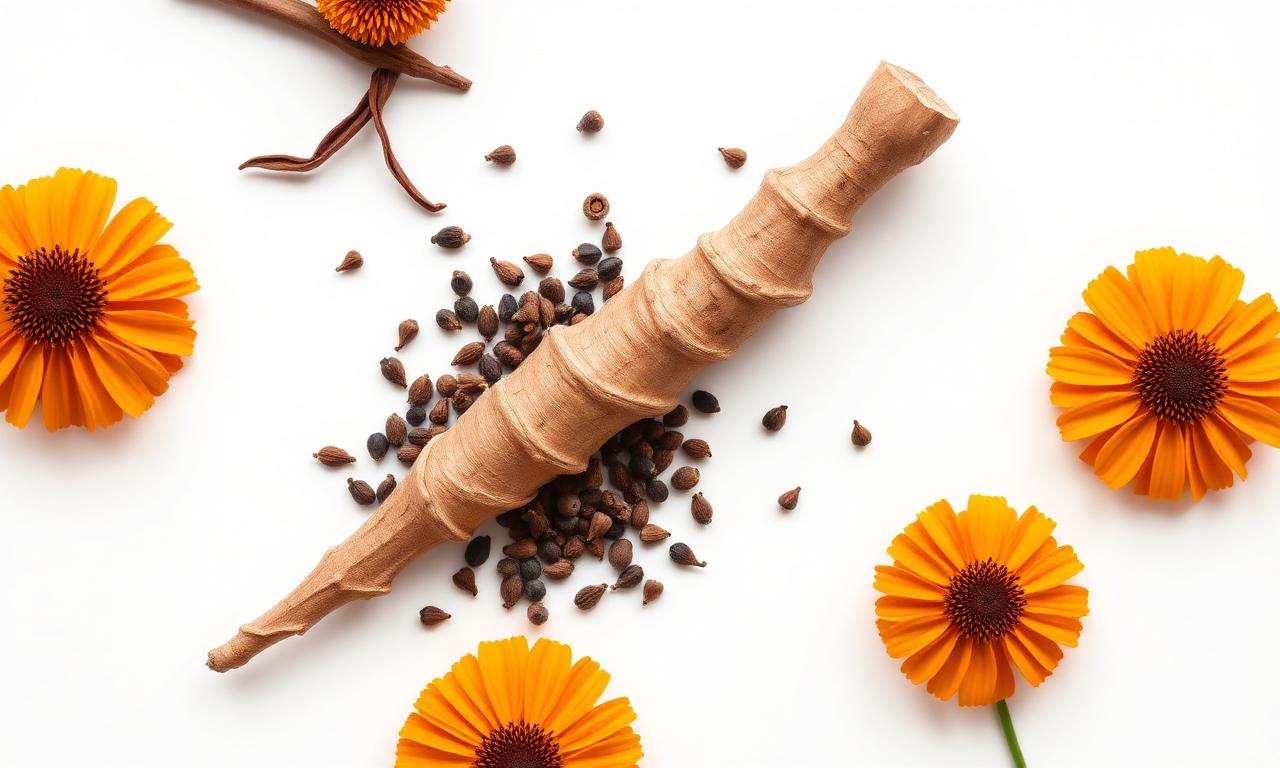 Ashwaganda Wurzel, schwarzer Pfeffer und Ringelblume als natürliche Inhaltsstoffe von Tinixol